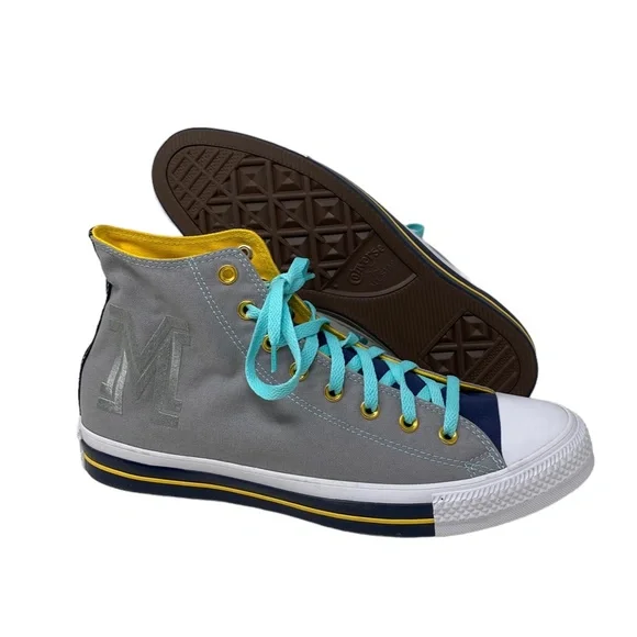 Converse Chuck Taylor High Top Gray Blue Canvas Men’s Sneakers Custom 169748C-M - Picture 6 of 11